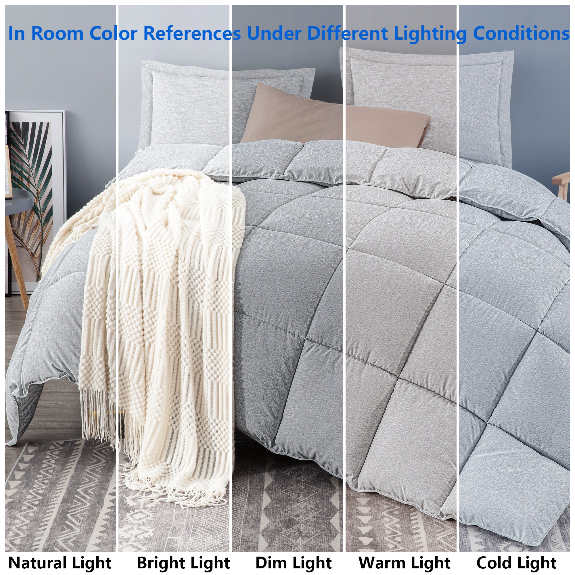 Down Alternative Comforter Set - 3-Pc, Cationic Dyeing & Jacquard Line, Machine Washable, Includes Duvet Insert & 2 Envelope Pillow Shams, kingsleytrend, Comforter Set, down-alternative-king-comforter-set-all-season-king-size-comforter-set-3-piece-soft-breathable-down-comforter-king-size-lightweight-quilted-duvet-insert-with-corner-tabs-and-2-pillow-shams, blue, comforter set, gray, MCF, kingsleytrend
