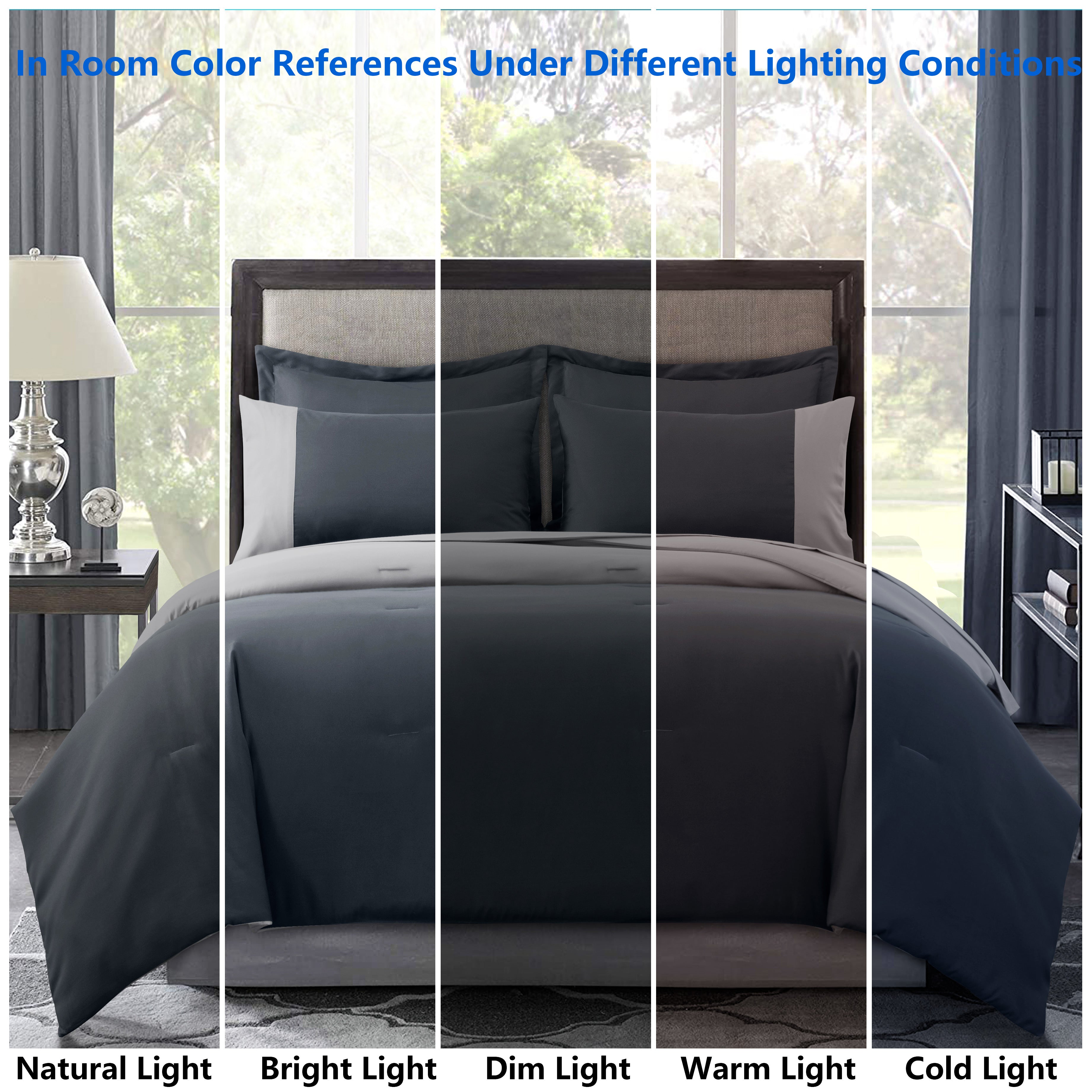 7-Piece Comforter Set - Bed-in-a-Bag, Reversible Bedding Sets with Comforter, Flat & Fitted Sheets, Pillow Shams & Cases, All Season & Machine Washable