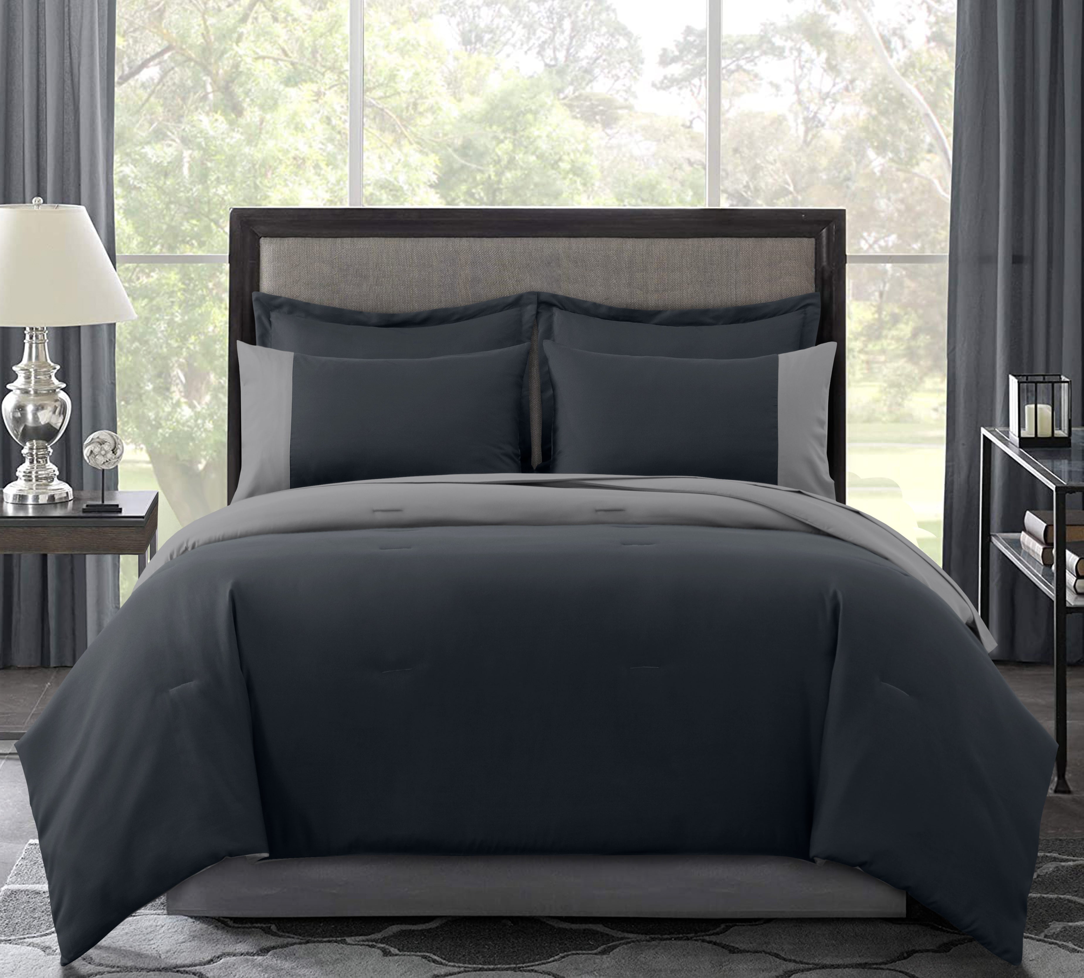 7-Piece Comforter Set - Bed-in-a-Bag, Reversible Bedding Sets with Comforter, Flat & Fitted Sheets, Pillow Shams & Cases, All Season & Machine Washable