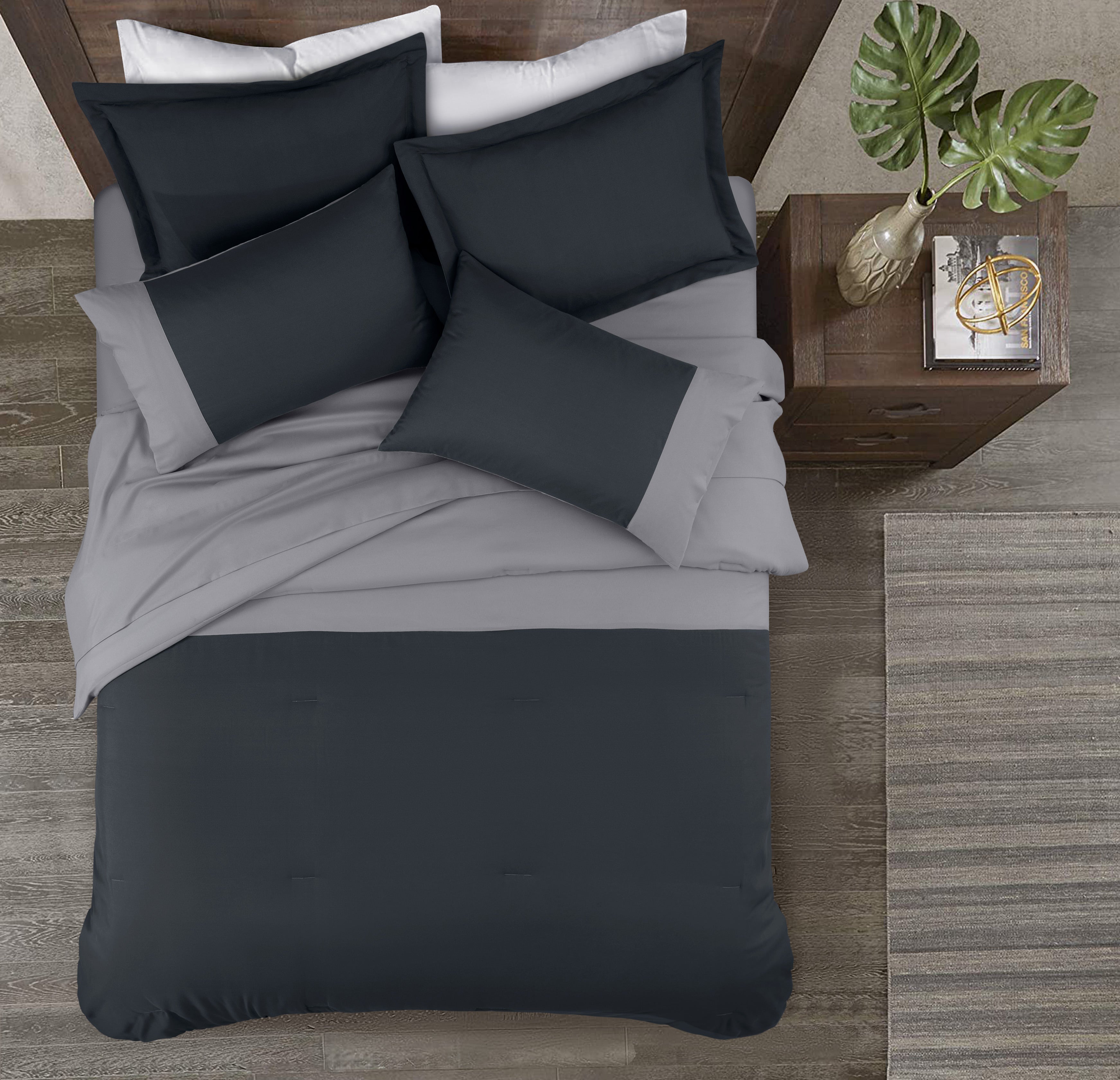 7-Piece Comforter Set - Bed-in-a-Bag, Reversible Bedding Sets with Comforter, Flat & Fitted Sheets, Pillow Shams & Cases, All Season & Machine Washable