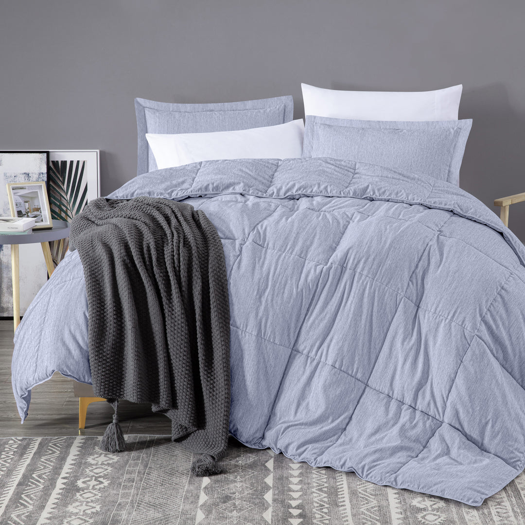 Down Alternative Comforter Set - 3-Pc, Cationic Dyeing & Jacquard Line, Machine Washable, Includes Duvet Insert & 2 Envelope Pillow Shams, kingsleytrend, Comforter Set, down-alternative-king-comforter-set-all-season-king-size-comforter-set-3-piece-soft-breathable-down-comforter-king-size-lightweight-quilted-duvet-insert-with-corner-tabs-and-2-pillow-shams, blue, comforter set, gray, MCF, kingsleytrend