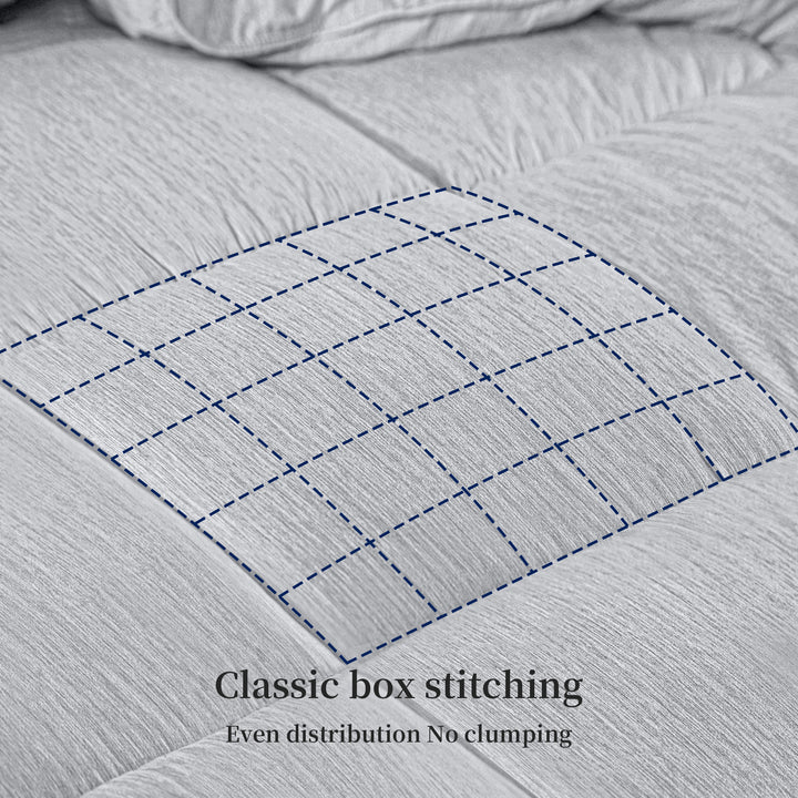 Down Alternative Comforter Set - 3-Pc, Cationic Dyeing & Jacquard Line, Machine Washable, Includes Duvet Insert & 2 Envelope Pillow Shams, kingsleytrend, Comforter Set, down-alternative-king-comforter-set-all-season-king-size-comforter-set-3-piece-soft-breathable-down-comforter-king-size-lightweight-quilted-duvet-insert-with-corner-tabs-and-2-pillow-shams, blue, comforter set, gray, MCF, kingsleytrend