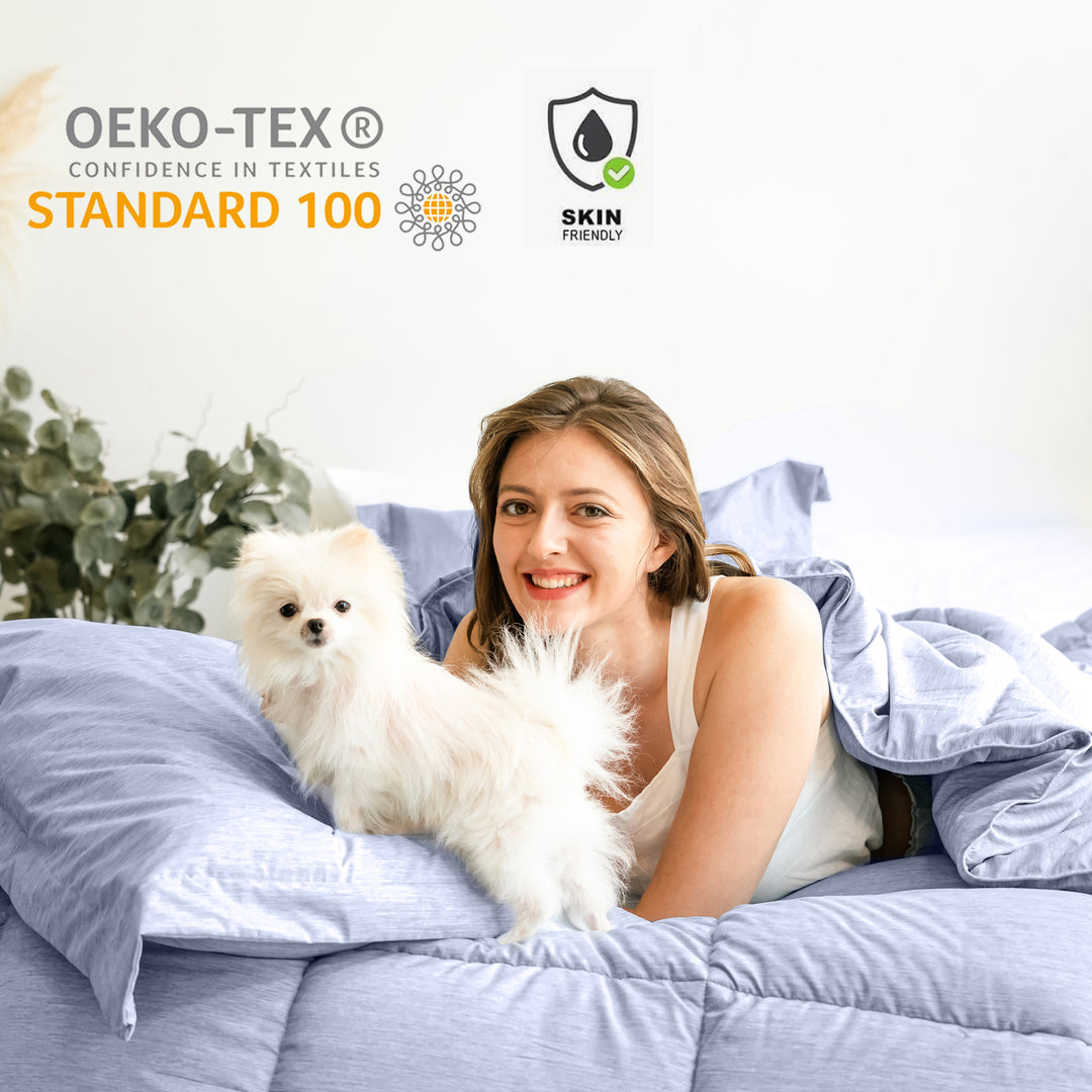 Down Alternative Comforter Set - 3-Pc, Cationic Dyeing & Jacquard Line, Machine Washable, Includes Duvet Insert & 2 Envelope Pillow Shams, kingsleytrend, Comforter Set, down-alternative-king-comforter-set-all-season-king-size-comforter-set-3-piece-soft-breathable-down-comforter-king-size-lightweight-quilted-duvet-insert-with-corner-tabs-and-2-pillow-shams, blue, comforter set, gray, MCF, kingsleytrend