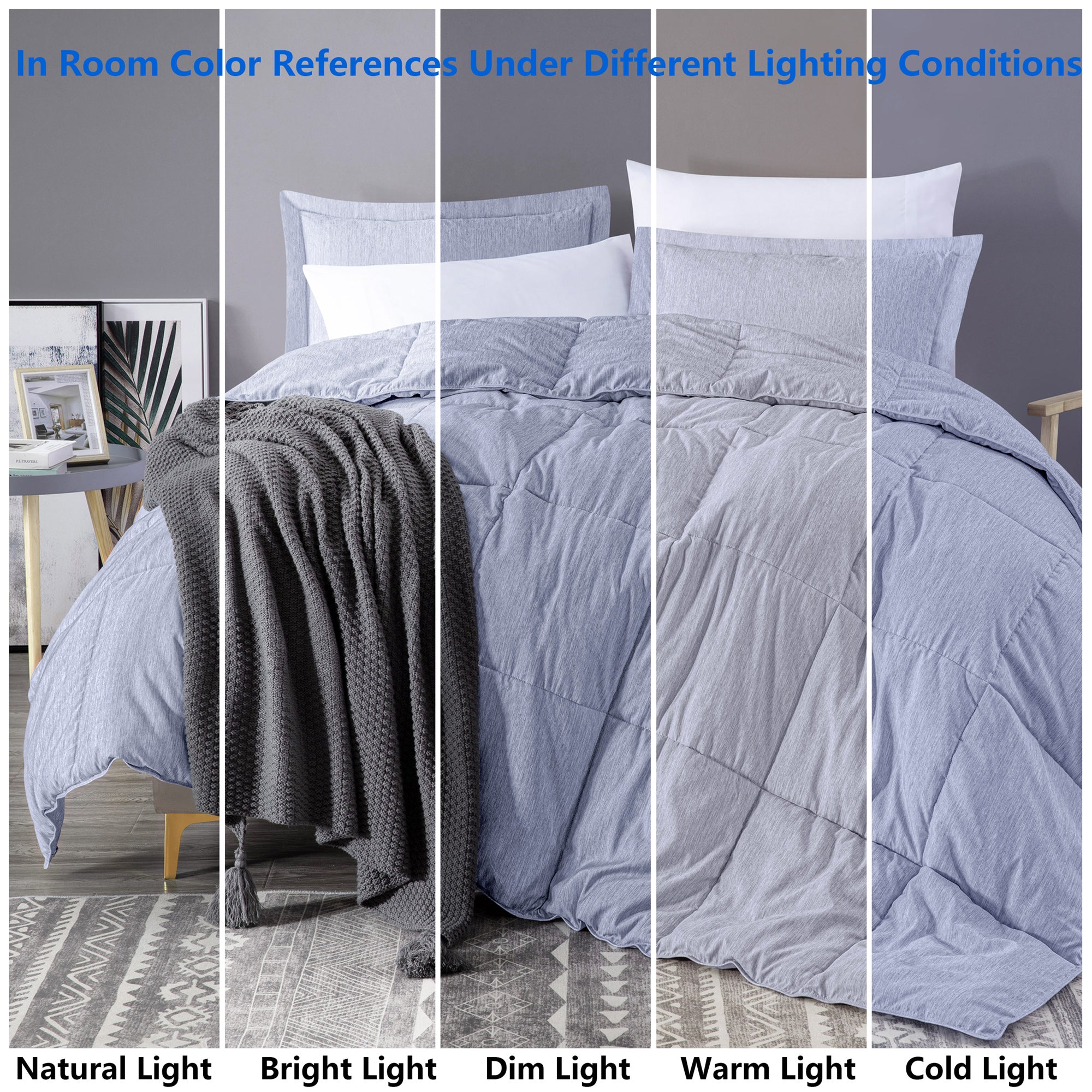 Down Alternative Comforter Set - 3-Pc, Cationic Dyeing & Jacquard Line, Machine Washable, Includes Duvet Insert & 2 Envelope Pillow Shams, kingsleytrend, Comforter Set, down-alternative-king-comforter-set-all-season-king-size-comforter-set-3-piece-soft-breathable-down-comforter-king-size-lightweight-quilted-duvet-insert-with-corner-tabs-and-2-pillow-shams, blue, comforter set, gray, MCF, kingsleytrend