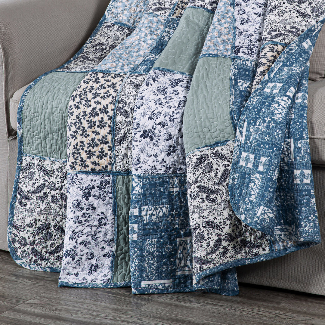 100% Cotton Quilts with Real Patchwork Stitching, All Season Vintage Farmhouse Reversible Floral Bedspread Set + 2 Shams, kingsleytrend, Quilt Set, patchwork-quilt, MCF, quilt, kingsleytrend