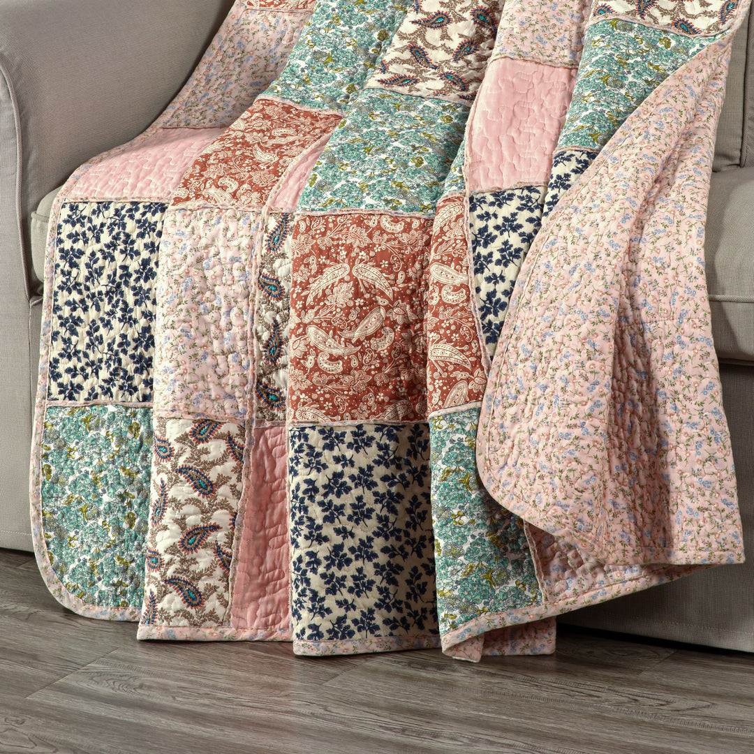100% Cotton Quilts with Real Patchwork Stitching, All Season Vintage Farmhouse Reversible Floral Bedspread Set + 2 Shams, kingsleytrend, Quilt Set, patchwork-quilt, MCF, quilt, kingsleytrend