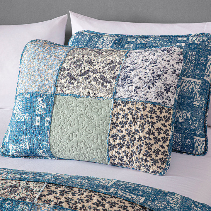 100% Cotton Quilts with Real Patchwork Stitching, All Season Vintage Farmhouse Reversible Floral Bedspread Set + 2 Shams, kingsleytrend, Quilt Set, patchwork-quilt, MCF, quilt, kingsleytrend