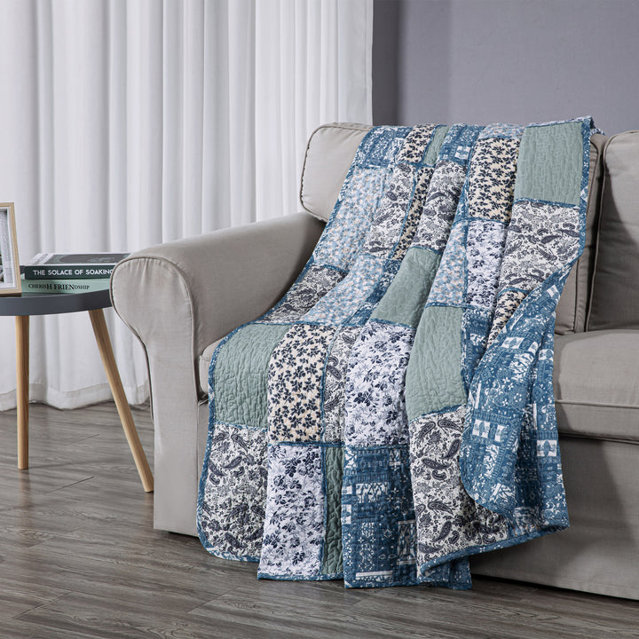 100% Cotton Quilts with Real Patchwork Stitching, All Season Vintage Farmhouse Reversible Floral Bedspread Set + 2 Shams, kingsleytrend, Quilt Set, patchwork-quilt, MCF, quilt, kingsleytrend
